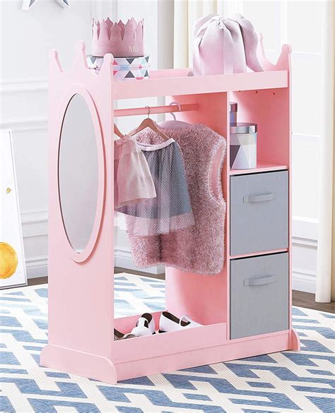 UTEX Kids Dress up Storage with Mirror and Storage Bin,Kids Armoire Dresser with 2 drawers ...