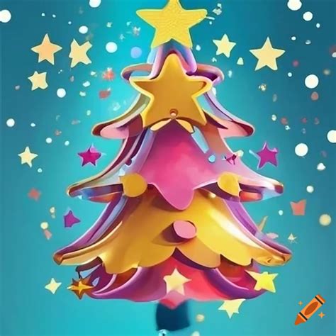 Cartoon star tree topper shining brightly