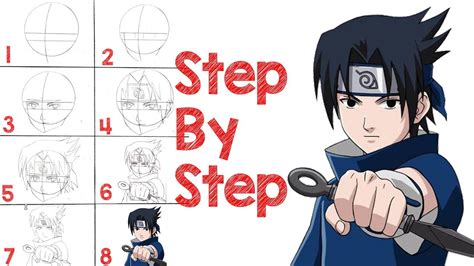 How To Draw Sasuke Uchiha - Step By Step (NARUTO) | Sasuke drawing, Naruto sketch, Naruto drawings