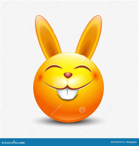 Cute Easter Bunny Emoticon, Emoji - Vector Illustration Stock Vector ...