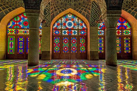 The Fantastic Coloured Glasses of Nasir Ol-mulk Mosque In Shiraz, Iran