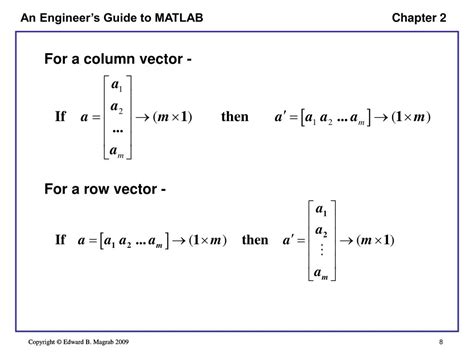 PPT - AN ENGINEER’S GUIDE TO MATLAB 3rd Edition CHAPTER 2 VECTORS and MATRICES PowerPoint ...