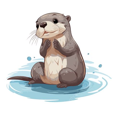 Otter Clipart Cartoon Otter Is Sitting In The Water Vector, Otter ...