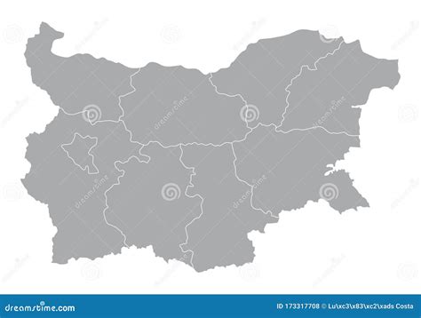 Bulgaria regions map stock illustration. Illustration of outline - 173317708