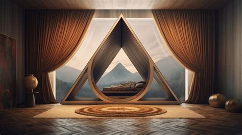 Premium AI Image | A room with a mountain view and a tent with a ...