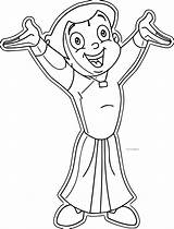 Wooden Cut Outs Happy Chhota Bheem Original Coloring Page  sketch template