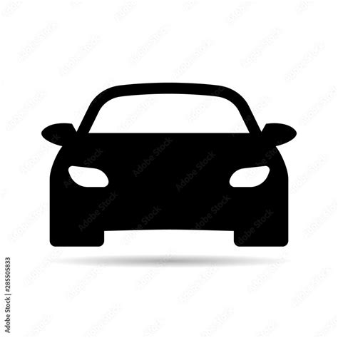 PLain car silhouette icon. Driving logo. Vector image of vehicle. Front view of transport. Stock ...