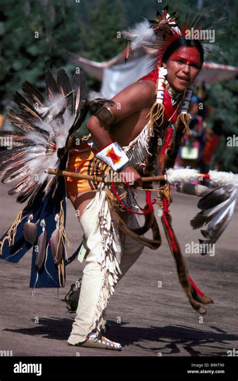 Native American Indian Dancer in Traditional Regalia at a Pow Wow on an ...