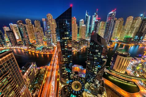 city, Cityscape, Night, Dubai, United Arab Emirates, Water, Architecture, Building, Modern ...