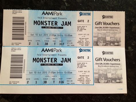 Monster jam tickets(inc pit passes) for sale - Saturday 10 October