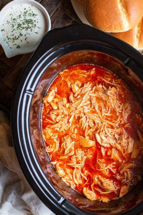 Best Slow Cooker Shredded Buffalo Chicken Recipe - The Magical Slow Cooker