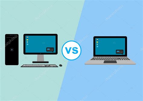 Desktop vs. laptop comparison, vector illustration Stock Vector by ...