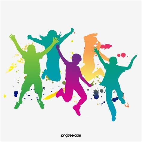 Crowd Dancing Silhouette Vector PNG, Colorful Crowd Dancing Portrait ...