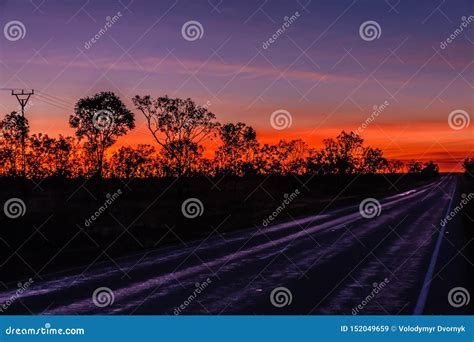 A Sunset in the Australian Outback Stock Image - Image of remote, dusk ...