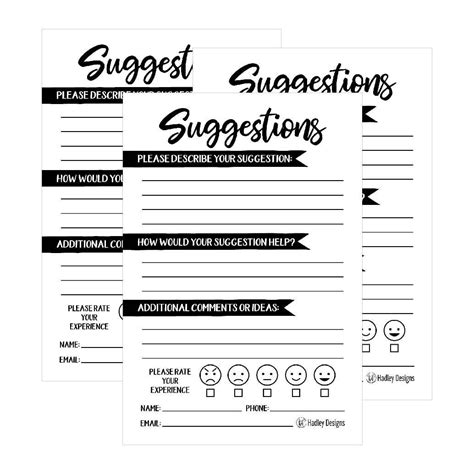 Printable Suggestion Cards - Printable Word Searches