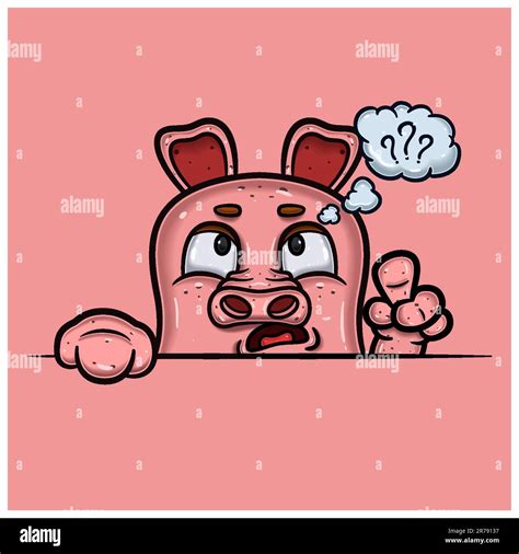 Confused Face Expression With Pig Cartoon. Vector and Illustration Stock Vector Image & Art - Alamy