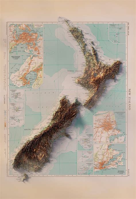 New Zealand Topography - Etsy | Relief map, Topography, Map