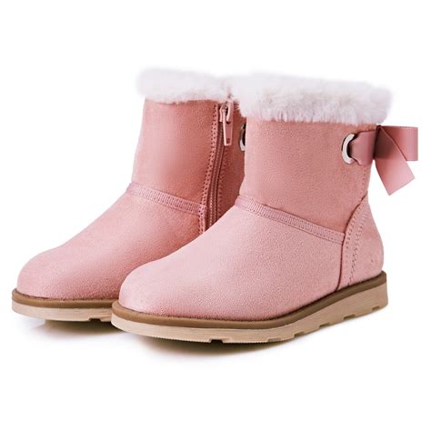 Baby & Toddler Clothing Baby Toddler Girls Pink & Hot Pink Winter Faux Fur Suede Boots Warm Cute ...