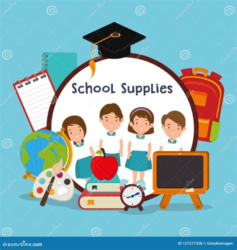 Little Kids with School Supplies Stock Vector - Illustration of notes, reminder: 127277328