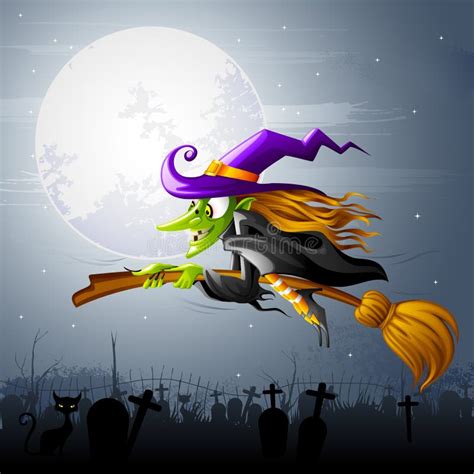 Flying Halloween Witch stock vector. Illustration of fashion - 26862241