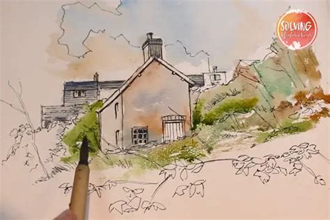 Old Stone Cottage: Line And Wash Watercolor Tutorial