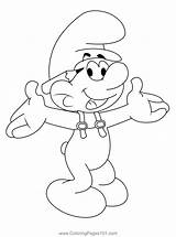 Happy Smurf Rasising Hands Coloring Page For Kids  Free The Smurfs sketch template