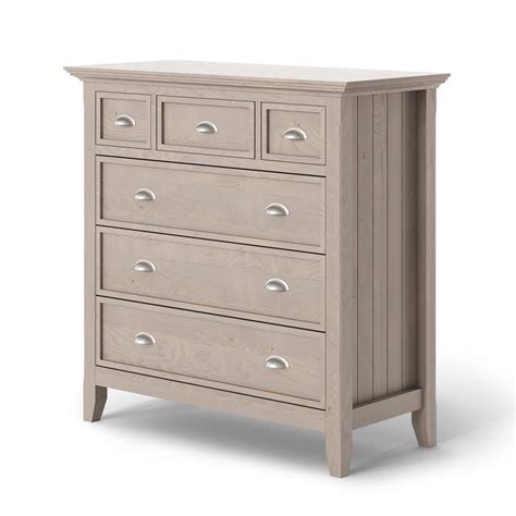 Brooklyn + Max Brunswick Solid Wood 36 inch Wide Rustic Bedroom Chest of Drawers in Fog Grey ...