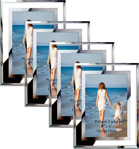 Hoikwo Bulk 4x6 Picture Frames, 4 Packs Silver Photo Frames 4 by 6 ...