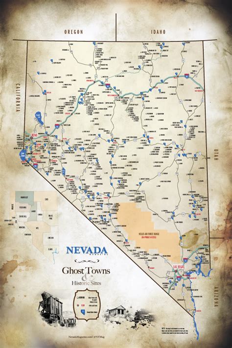 Ghost Towns & Historic Sites Map – Nevada Magazine