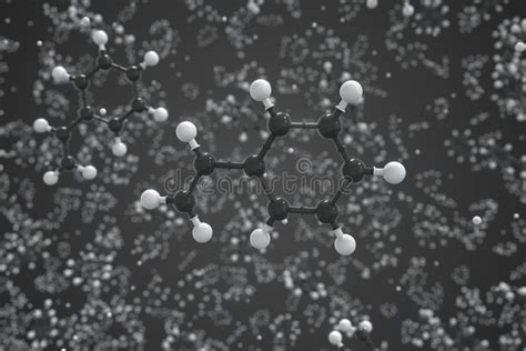 Molecule of Polystyrene, Ball-and-stick Molecular Model. Scientific 3d ...