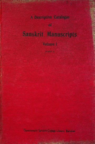 A Discriptive Catalogue Of Sanskrit Manuscripts Vol. 1 Part 2 Vedic ...