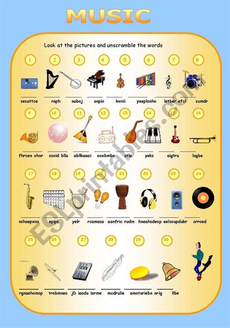 Musical words - ESL worksheet by +NN+