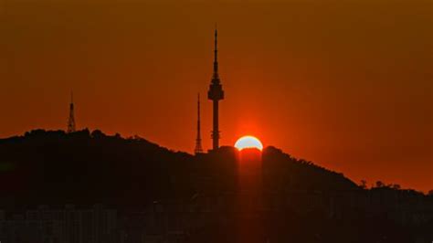 Sunset Seoul City Seoul Tower South Stock Footage Video (100% Royalty ...