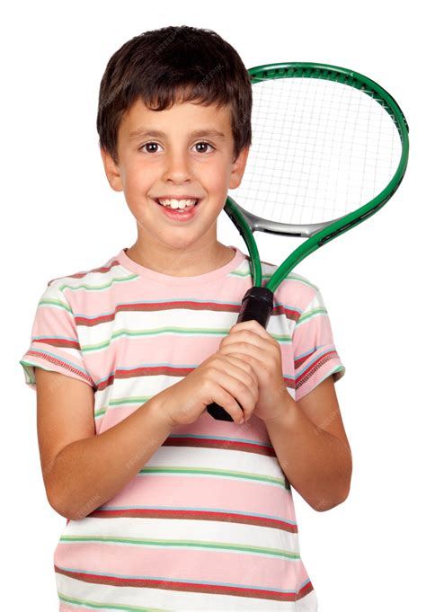 Premium Photo | Adorable child with a tennis racket isolated on a over ...