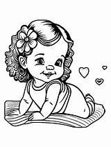 Cute Baby Girl Coloring Page Black And White · Creative Fabrica sketch template