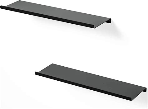 SRIWATANA Black Metal Wall Shelves, 2 Set Floating Shelves for Bedroom ...