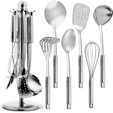 Miusco Premium Stainless Steel Cooking Utensil Set with Organizer Holder Stand, 6 Pieces – Party ...