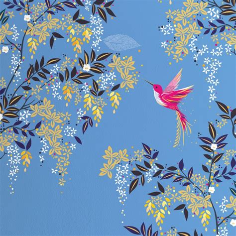 Hummingbird Wallpaper Sample, Designer Floral Wallpaper | Sara Miller London