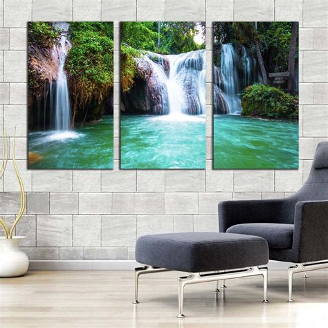 Stunning Waterfall Canvas Wall Art, Beautiful Green Waterfall in Natur – Swallart