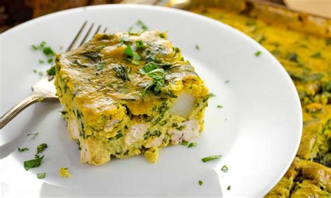 Tunisian Tajine (Tajine Maadnous) with eggs, chicken, & parsley