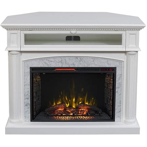 Shop Scott Living 54-in W 5,200-BTU White Painted MDF Infrared Quartz Electric Fireplace with ...