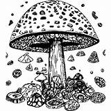 3D Trippy Mushroom Coloring Page · Creative Fabrica sketch template