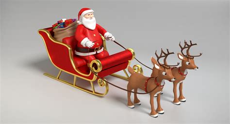 Cartoon Santa Sleigh Reindeer Max