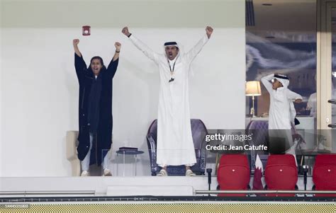 Qatar's Emir Sheikh Tamim bin Hamad al-Thani reacts during the FIFA... News Photo - Getty Images