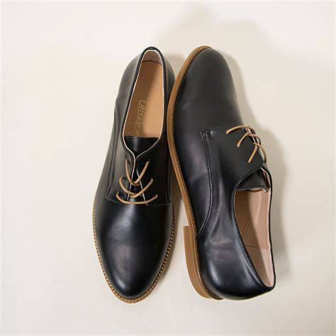 Black Oxford Shoes Women Classic Leather Oxfords Laced Oxford Shoes Tie ...