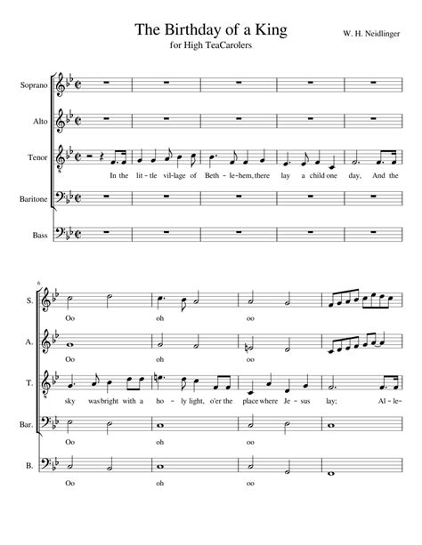 The Birthday of a King Sheet music for Voice | Download free in PDF or MIDI | Musescore.com