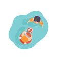 Cute boy swimming with inflatable lifebuoy kids Vector Image