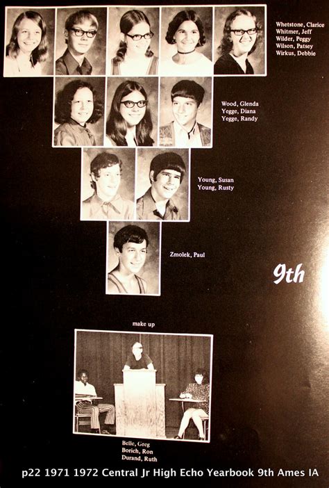 1971 1972 p22 Echo Yearbook 9th grade portraits Central Junior High ...