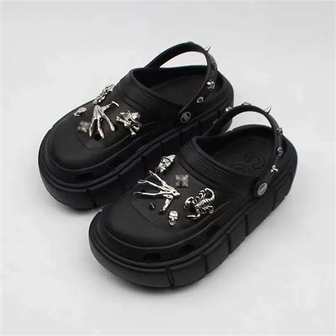 Goth Crocs Platform Shoes Scorpion Skeleton and Silver Chains - Etsy Japan Mode Shoes, Up Shoes ...