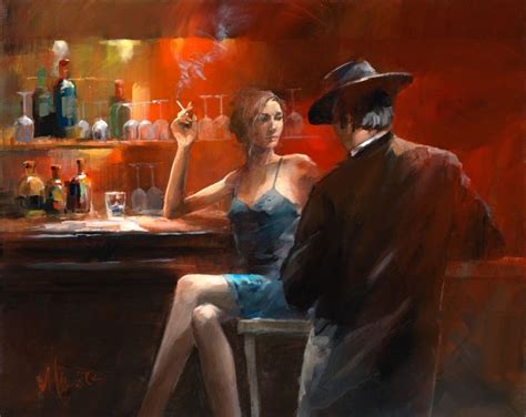 Evening in the Bar II | Bar art, Online painting, Abstract portrait